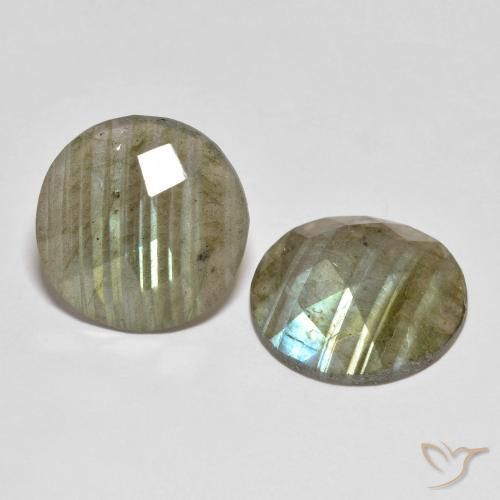 15.21 ctw Multicolor Labradorite Stones, Natural Labradorite in Round Checkerboard Shape for Sale