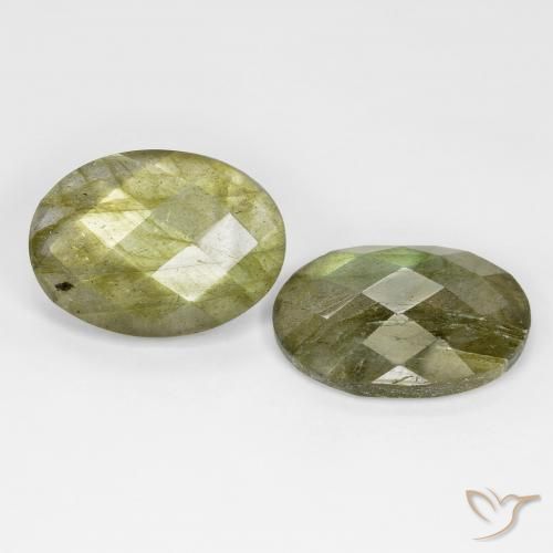 16.55 ctw Multicolor Labradorite Stones, Natural Labradorite in Oval Checkerboard Shape for Sale
