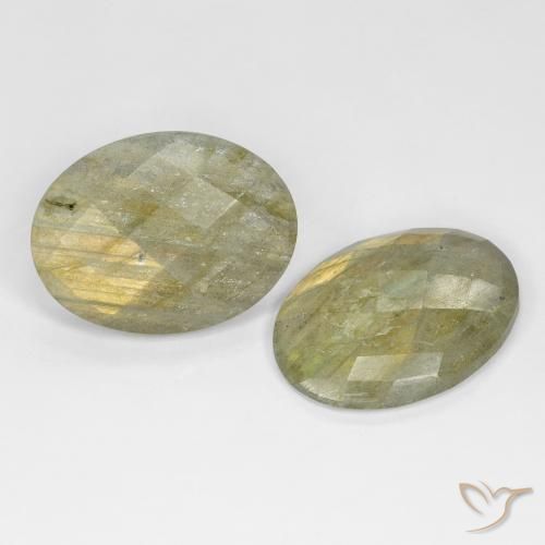 18.25 ctw Multicolor Labradorite Stones, Natural Labradorite in Oval Checkerboard Shape for Sale