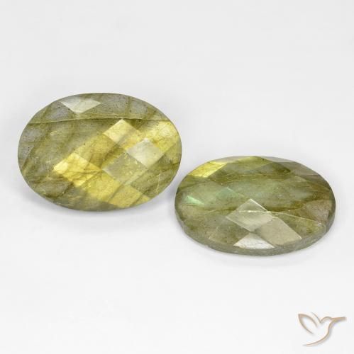 16.30 ctw Multicolor Labradorite Stones, Natural Labradorite in Oval Checkerboard Shape for Sale