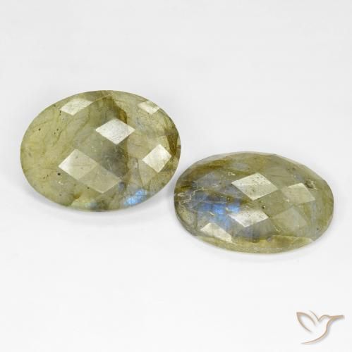 20.44 ctw Multicolor Labradorite Stones, Natural Labradorite in Oval Checkerboard Shape for Sale