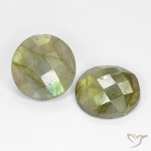 8.19 ctw Multicolor Labradorite Stones, Natural Labradorite in Round Checkerboard Shape for Sale