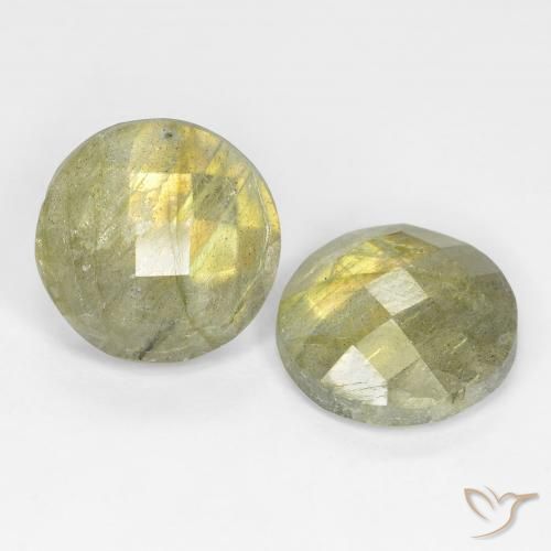 9.43 ctw Multicolor Labradorite Stones, Natural Labradorite in Round Checkerboard Shape for Sale