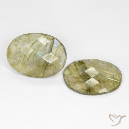 16.61 ctw Multicolor Labradorite Stones, Natural Labradorite in Oval Checkerboard Shape for Sale