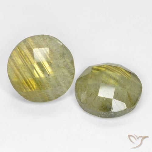 9.66 ctw Multicolor Labradorite Stones, Natural Labradorite in Round Checkerboard Shape for Sale