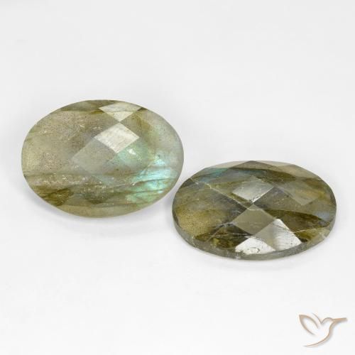 16.40 ctw Multicolor Labradorite Stones, Natural Labradorite in Oval Checkerboard Shape for Sale