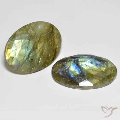 32.34 ctw Multicolor Labradorite Stones, Natural Labradorite in Oval Checkerboard Shape for Sale