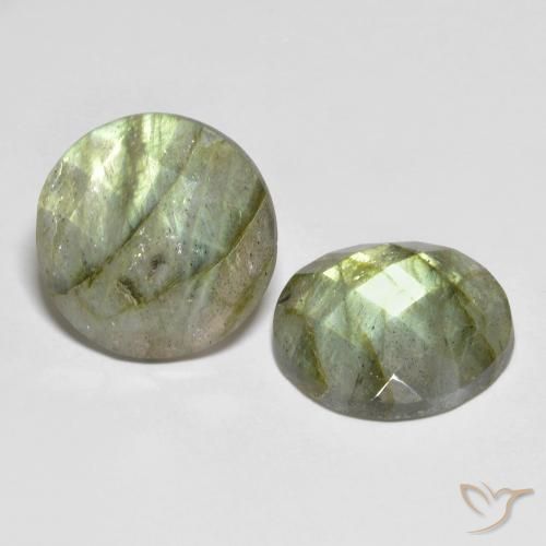 17.56 ctw Multicolor Labradorite Stones, Natural Labradorite in Round Checkerboard Shape for Sale