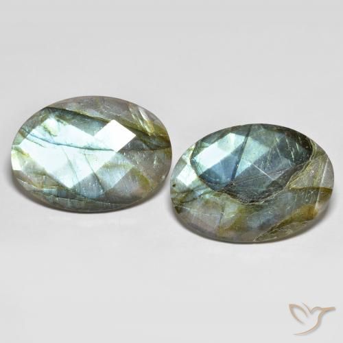 32.94 ct Oval Checkerboard Labradorite, 24.2 x 18.1 mm From Madagascar, Photo A