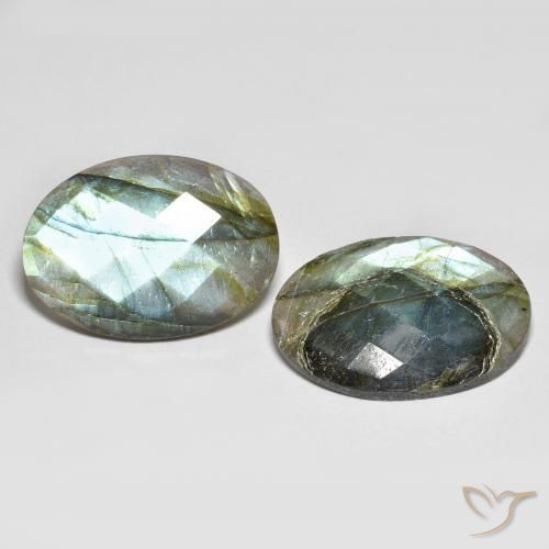 32.94 ctw Multicolor Labradorite Stones, Natural Labradorite in Oval Checkerboard Shape for Sale