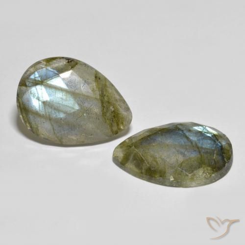 22.95 ctw Multicolor Labradorite Stones, Natural Labradorite in Pear Checkerboard Shape for Sale