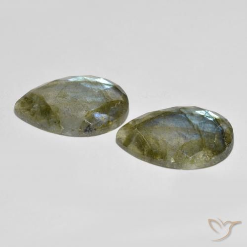 Labradorite Gemstones in 22.2 x 16 mm Size for Sale, Labradorite Stones in Multicolor Color