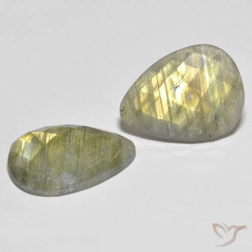 18.77 ctw Multicolor Labradorite Stones, Natural Labradorite in Pear Checkerboard Shape for Sale