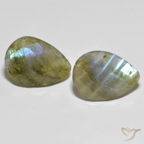 14.77 ct Pear Checkerboard Labradorite, 18.1 x 13 mm From Madagascar, Photo A