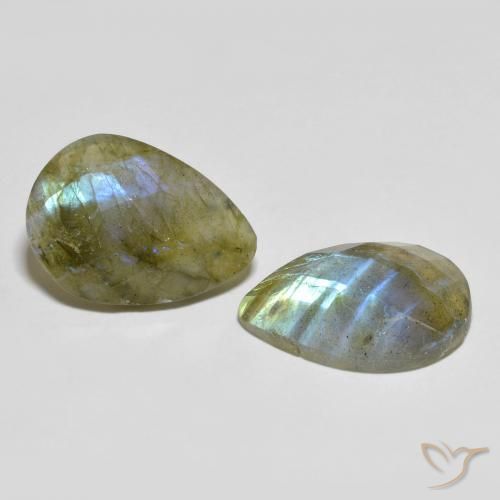 14.77 ctw Multicolor Labradorite Stones, Natural Labradorite in Pear Checkerboard Shape for Sale