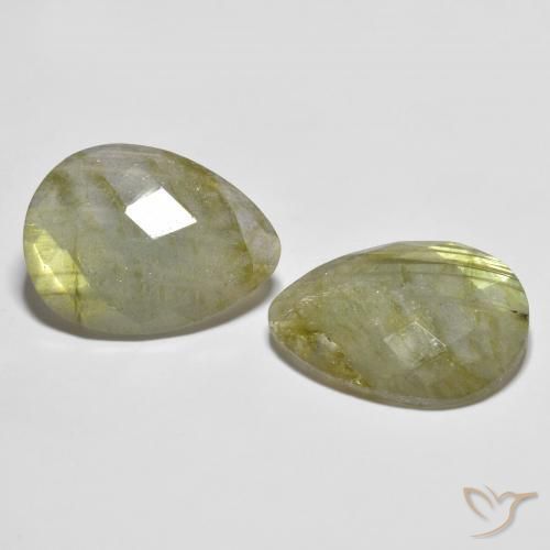 18.22 ctw Multicolor Labradorite Stones, Natural Labradorite in Pear Checkerboard Shape for Sale