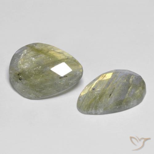 9.34 ctw Multicolor Labradorite Stones, Natural Labradorite in Pear Checkerboard Shape for Sale