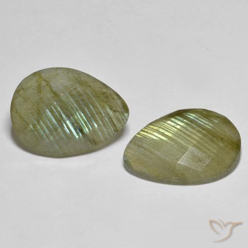 11.04 ctw Multicolor Labradorite Stones, Natural Labradorite in Pear Checkerboard Shape for Sale