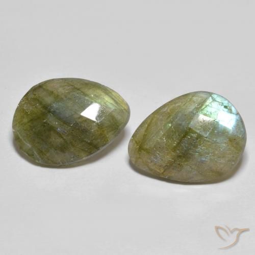 11.38 ct Pear Checkerboard Labradorite, 16.1 x 12.1 mm From Madagascar, Photo A