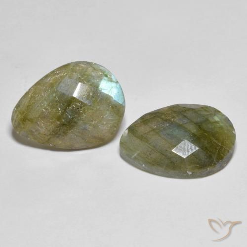11.38 ctw Multicolor Labradorite Stones, Natural Labradorite in Pear Checkerboard Shape for Sale