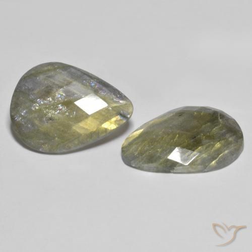 18.15 ctw Multicolor Labradorite Stones, Natural Labradorite in Pear Checkerboard Shape for Sale