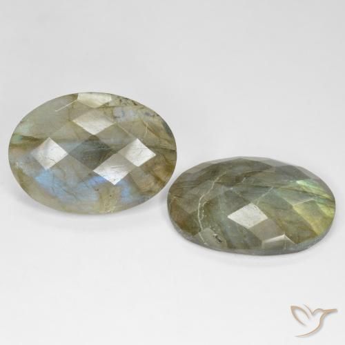 26.21 ctw Multicolor Labradorite Stones, Natural Labradorite in Oval Checkerboard Shape for Sale