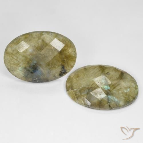 22.96 ctw Multicolor Labradorite Stones, Natural Labradorite in Oval Checkerboard Shape for Sale
