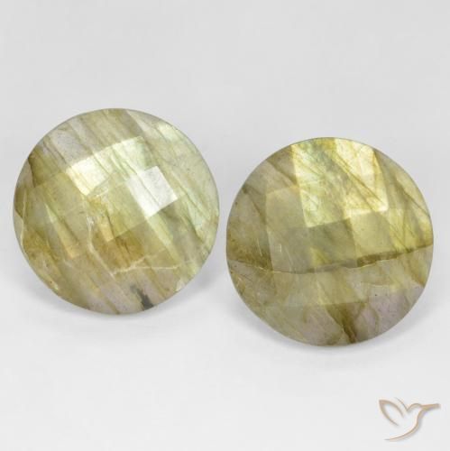 16.2 ct Round Checkerboard Labradorite, 16.2 mm From Madagascar, Photo A