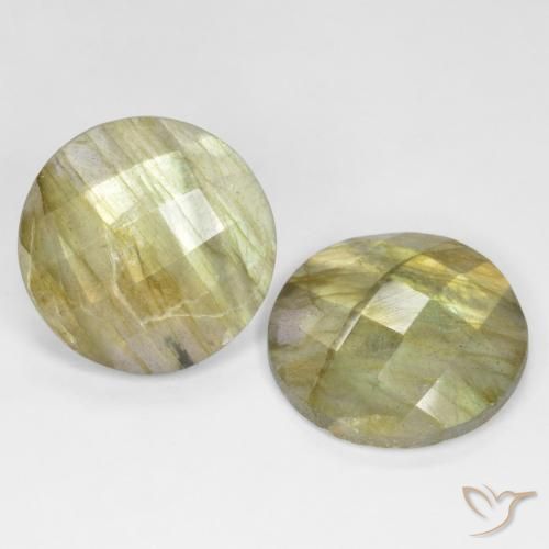 16.20 ctw Multicolor Labradorite Stones, Natural Labradorite in Round Checkerboard Shape for Sale