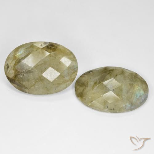 23.45 ctw Multicolor Labradorite Stones, Natural Labradorite in Oval Checkerboard Shape for Sale