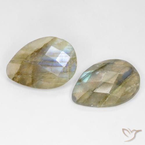 13.52 ctw Multicolor Labradorite Stones, Natural Labradorite in Pear Checkerboard Shape for Sale