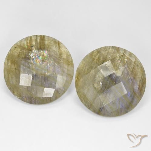 25.4 ct Round Checkerboard Labradorite, 20.2 mm From Madagascar, Photo A
