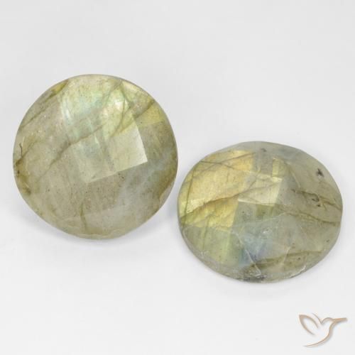 17.63 ctw Multicolor Labradorite Stones, Natural Labradorite in Round Checkerboard Shape for Sale