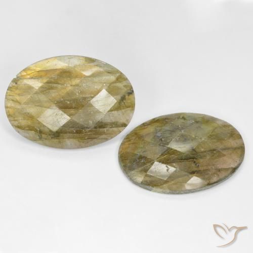 26.05 ctw Multicolor Labradorite Stones, Natural Labradorite in Oval Checkerboard Shape for Sale