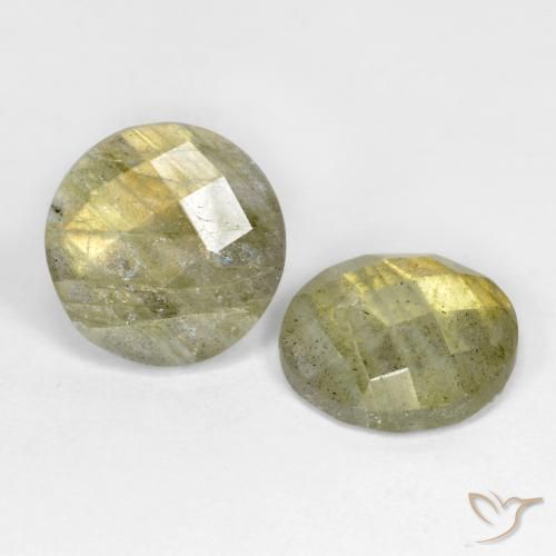 8.10 ctw Multicolor Labradorite Stones, Natural Labradorite in Round Checkerboard Shape for Sale
