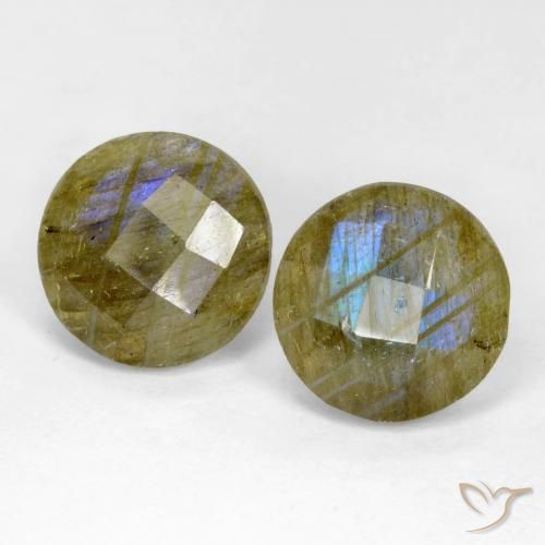 8.4 ct Round Checkerboard Labradorite, 12.1 mm From Madagascar, Photo A