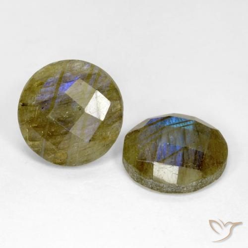 8.40 ctw Multicolor Labradorite Stones, Natural Labradorite in Round Checkerboard Shape for Sale