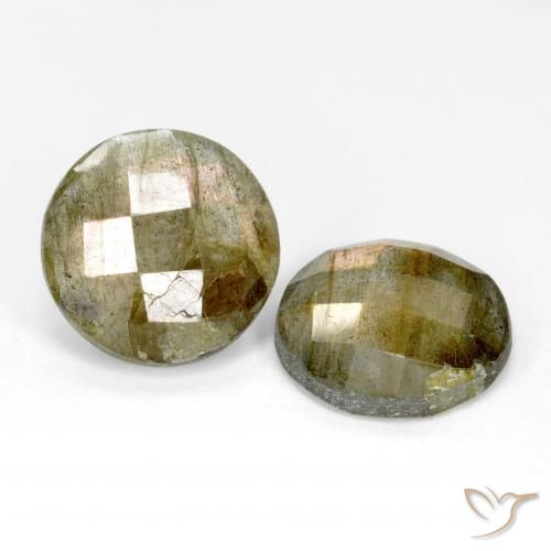 9.29 ctw Multicolor Labradorite Stones, Natural Labradorite in Round Checkerboard Shape for Sale