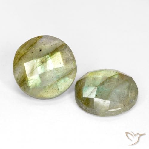 8.74 ctw Multicolor Labradorite Stones, Natural Labradorite in Round Checkerboard Shape for Sale