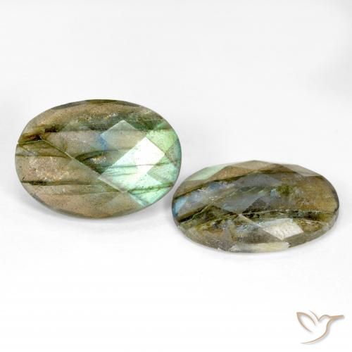 15.88 ctw Multicolor Labradorite Stones, Natural Labradorite in Oval Checkerboard Shape for Sale