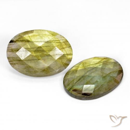 23.37 ctw Multicolor Labradorite Stones, Natural Labradorite in Oval Checkerboard Shape for Sale