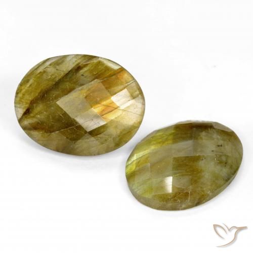 19.29 ctw Multicolor Labradorite Stones, Natural Labradorite in Oval Checkerboard Shape for Sale