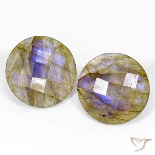 24.86 ct Round Checkerboard Labradorite, 19.8 mm From Madagascar, Photo A