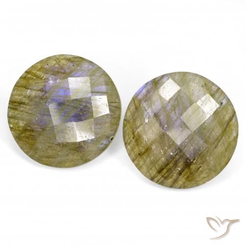 25.42 ct Round Checkerboard Labradorite, 19.6 mm From Madagascar, Photo A