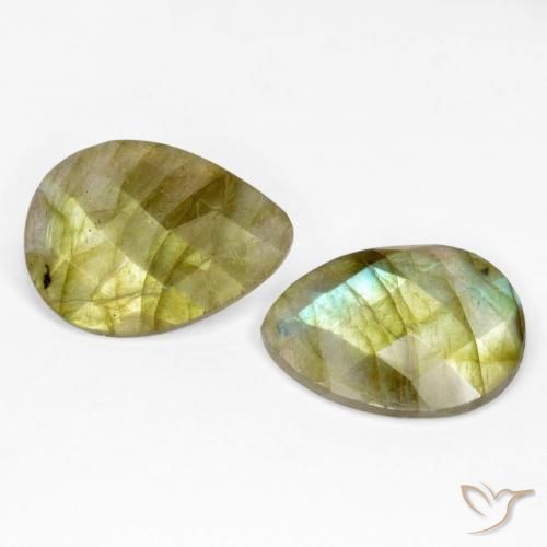 12.66 ctw Multicolor Labradorite Stones, Natural Labradorite in Pear Checkerboard Shape for Sale