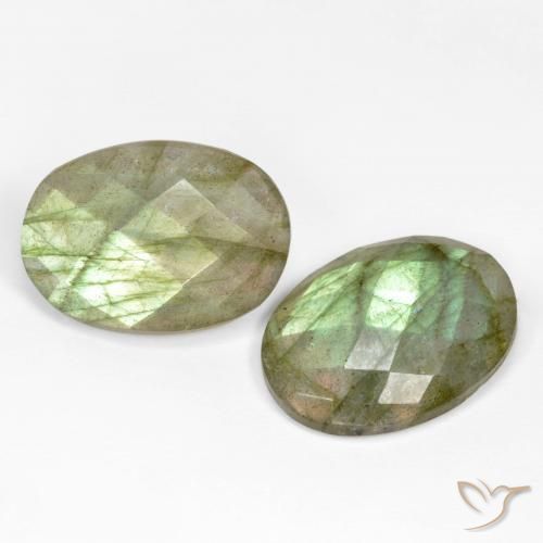 20.95 ctw Multicolor Labradorite Stones, Natural Labradorite in Oval Checkerboard Shape for Sale