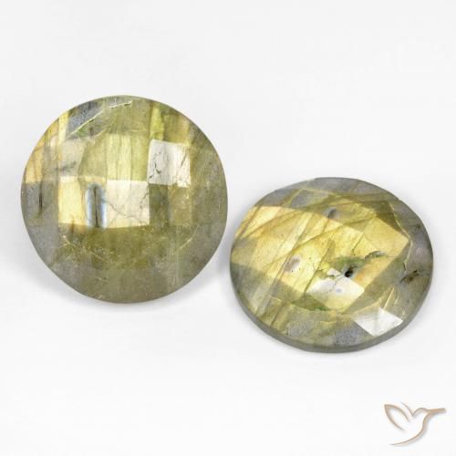 16.79 ctw Multicolor Labradorite Stones, Natural Labradorite in Round Checkerboard Shape for Sale