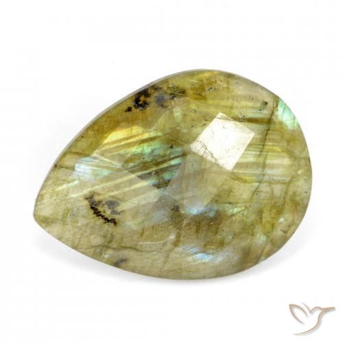 Labradorita Multicolor Pera de 10.25 ct de Madagascar, dimensión 21,4 x 15,8mm, piedra preciosa natural No tratado, claridad Translúcido, Labradorita Tablero de Ajedrez Pera de 1 pieza, dureza de Mohs de 6 - 6.5 , Photo A