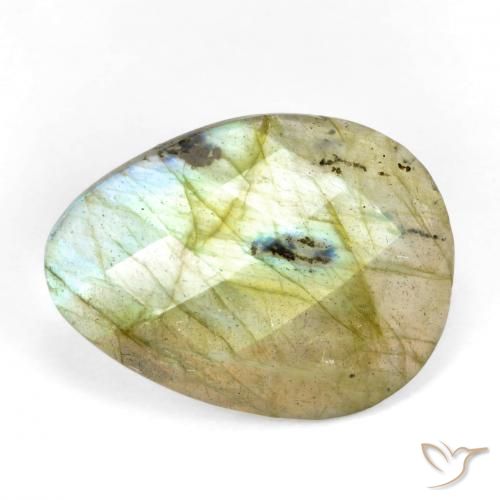 7.84 ct Multicolor Labradorite Stone, Natural Labradorite in Pear Checkerboard Shape for Sale