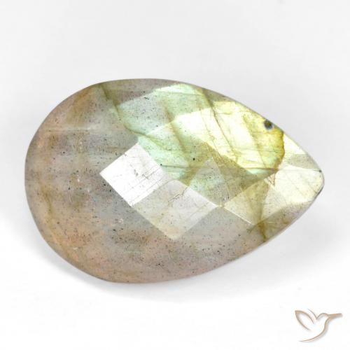 11.53 ct Multicolor Labradorite Stone, Natural Labradorite in Pear Checkerboard Shape for Sale